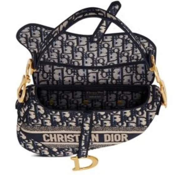 NEW! Authenticated Saddle Hand Bag Blue Dior Oblique Embroidery Iconic MSRP$5100 - Picture 10 of 16